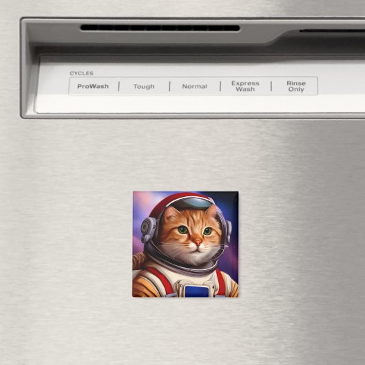 Aimant Illustration de l'astronaute spatial Ginger Cat (In Situ (Lave-vaisselle))