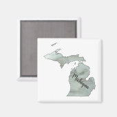 Aimant Illustration de l'État du Michigan (Recto/Verso)