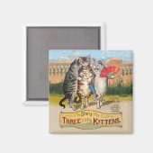 Aimant Illustration de l'oie des trois petits chatons (Recto/Verso)