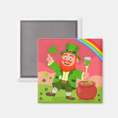 Aimant Illustration de lutin de la Saint-Patrick (Recto/Verso)