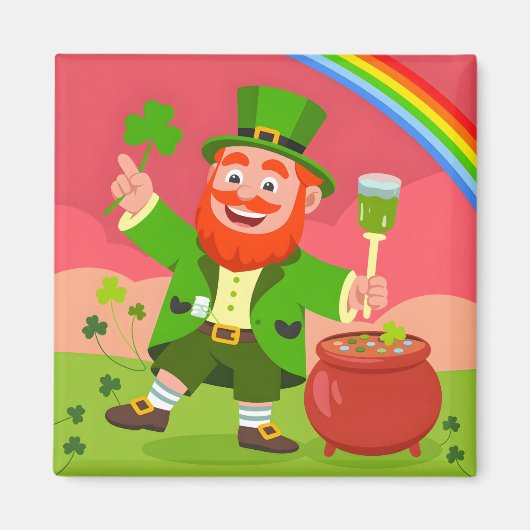 Aimant Illustration de lutin de la Saint-Patrick (Devant)