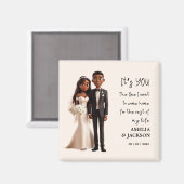 Aimant Illustration de mariée et de chambre avec citation (Recto/Verso)