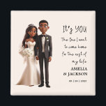Aimant Illustration de mariée et de chambre avec citation<br><div class="desc">Illustration de mariée et de chambre avec amour citations de mariage Faveurs Aimez votre mariage avec notre "Mariée et chambre Illustration de mariage Faveurs avec amour citations Aimante Aimante". Citations d'amour écrites "C'est VOUS celui que je veux rentrer à la maison pour le reste de ma vie" Personnalisez ces charmants...</div>