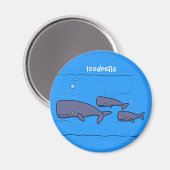Aimant Illustration de mignonne migratrice de baleines à (Recto/Verso)