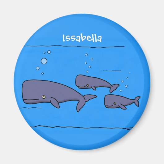Aimant Illustration de mignonne migratrice de baleines à (Devant)