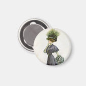 Aimant Illustration de mode vintage Dame Chapeau botaniq (Recto/Verso)