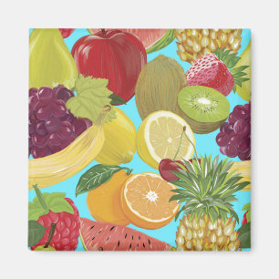 Aimant Illustration de motif de fruits tropicaux mélangés