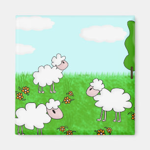 Aimant Illustration de moutons mignons pour enfants