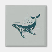 Aimant Illustration de natation de baleine bleue (Devant)