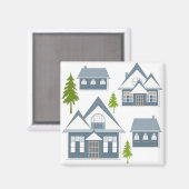 Aimant Illustration de Noël l'hiver abrite des arbres gri (Recto/Verso)