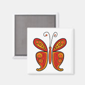 Aimant Illustration de papillon orange (Recto/Verso)