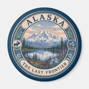 Aimant Illustration de paysage d'Alaska Badge d'art de vo