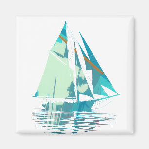 Aimant Illustration de pêche en bateau Style Silhouette