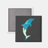 Aimant Illustration de poisson dauphin Style silhouette (Recto/Verso)