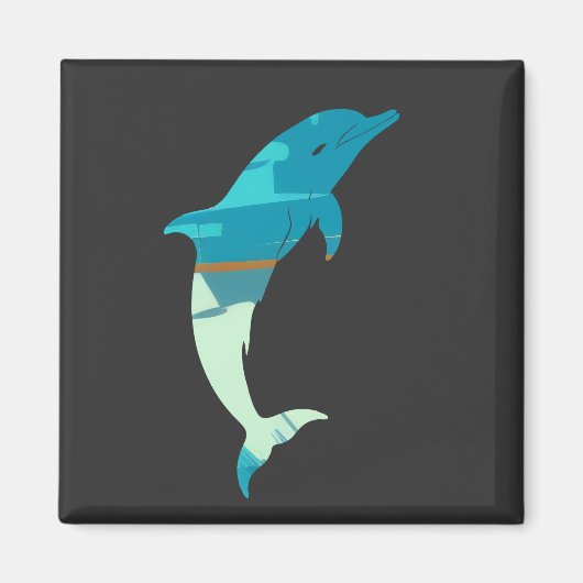 Aimant Illustration de poisson dauphin Style silhouette (Devant)