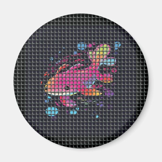 Aimant Illustration de poisson derrière un filet (Devant)