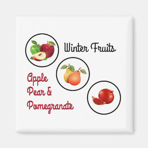 Aimant Illustration de pomme, poire et grenade