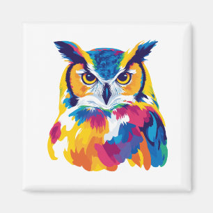 Aimant Illustration de portrait de hibou Peinture à l'aqu