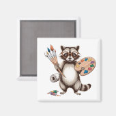 Aimant Illustration de Raton Laveur Peintre Cool (Recto/Verso)