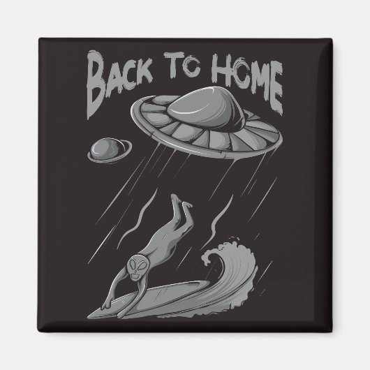 Aimant Illustration de surf pour alien avec retour à la m (Devant)
