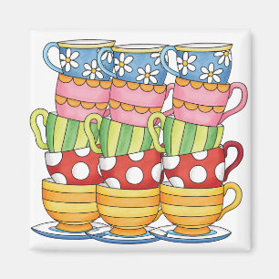Aimant Illustration de tasses à thé empilées pour le thé