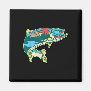 Aimant Illustration de truite naturelle Pêche à la mouche