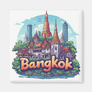 Aimant Illustration de voyage à Bangkok avec des temples