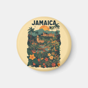 Aimant Illustration de voyage à la Jamaïque de style vint