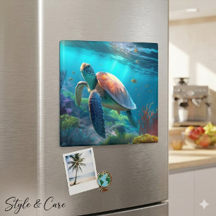 Aimant Illustration Décorative de Tortue Inspirée de l'Oc