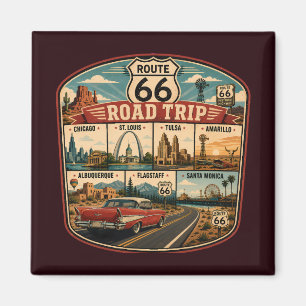 Aimant Illustration des monuments de la route 66 Badge d'