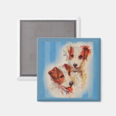 Aimant Illustration des terriers CUTE Jack Russell (Recto/Verso)
