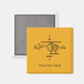 Aimant Illustration d'hélicoptère Avion pilote (Recto/Verso)