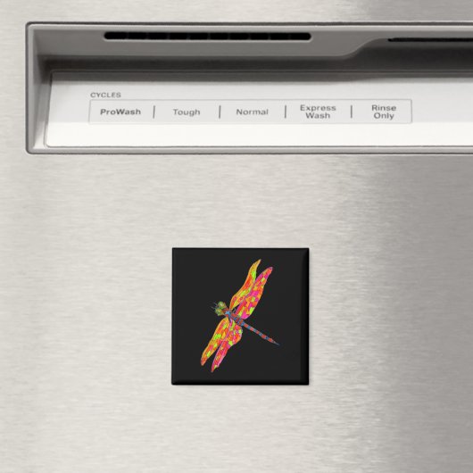 Aimant Illustration d'insecte néon de libellule (In Situ (Lave-vaisselle))