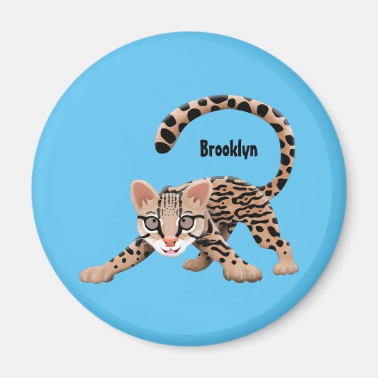 Aimant Illustration d'ocelot mignon (Devant)