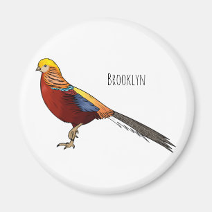 Aimant Illustration d'oiseau de faisan doré