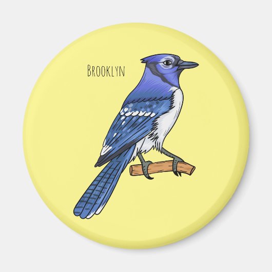 Aimant Illustration d'oiseau de jay bleu (Devant)