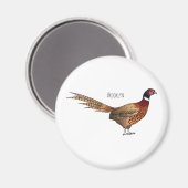 Aimant Illustration d'oiseau faisan à cou circulaire (Recto/Verso)