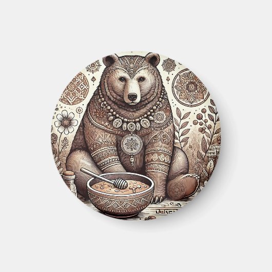 Aimant Illustration d'ours décoratif (Devant)