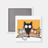 Aimant Illustration drôle de chats lisant (Recto/Verso)