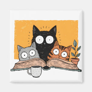 Aimant Illustration drôle de chats lisant