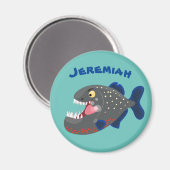 Aimant Illustration drôle de piranha affamée (Recto/Verso)