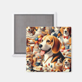 Aimant Illustration du Beagle rétro (Recto/Verso)
