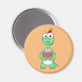 Aimant Illustration Du Brontosaurus Avec Gâteau D'Anniver (Recto/Verso)