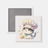 Aimant Illustration du chef de chats Cute Kitten (Recto/Verso)
