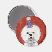Aimant Illustration du chien de la fête de Cute Bichon Fr (Recto/Verso)