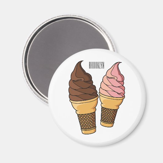 Aimant Illustration du cône de crème glacée (Recto/Verso)