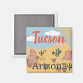 Aimant Illustration du désert de Tucson Arizona (Recto/Verso)