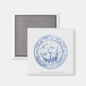 Aimant Illustration du navire sur la plaque Iznik du 16e (Recto/Verso)