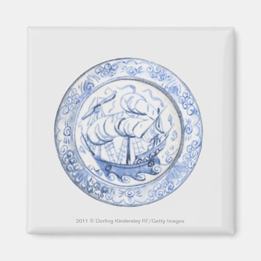Aimant Illustration du navire sur la plaque Iznik du 16e (Devant)