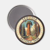 Aimant Illustration du parc national Sequoia Art de voyag (Recto/Verso)